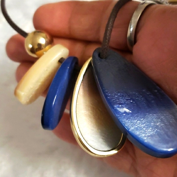 Beautiful Design, Colorful Hanging From a Leather Thread. Women's Necklace - Picture 5 of 12